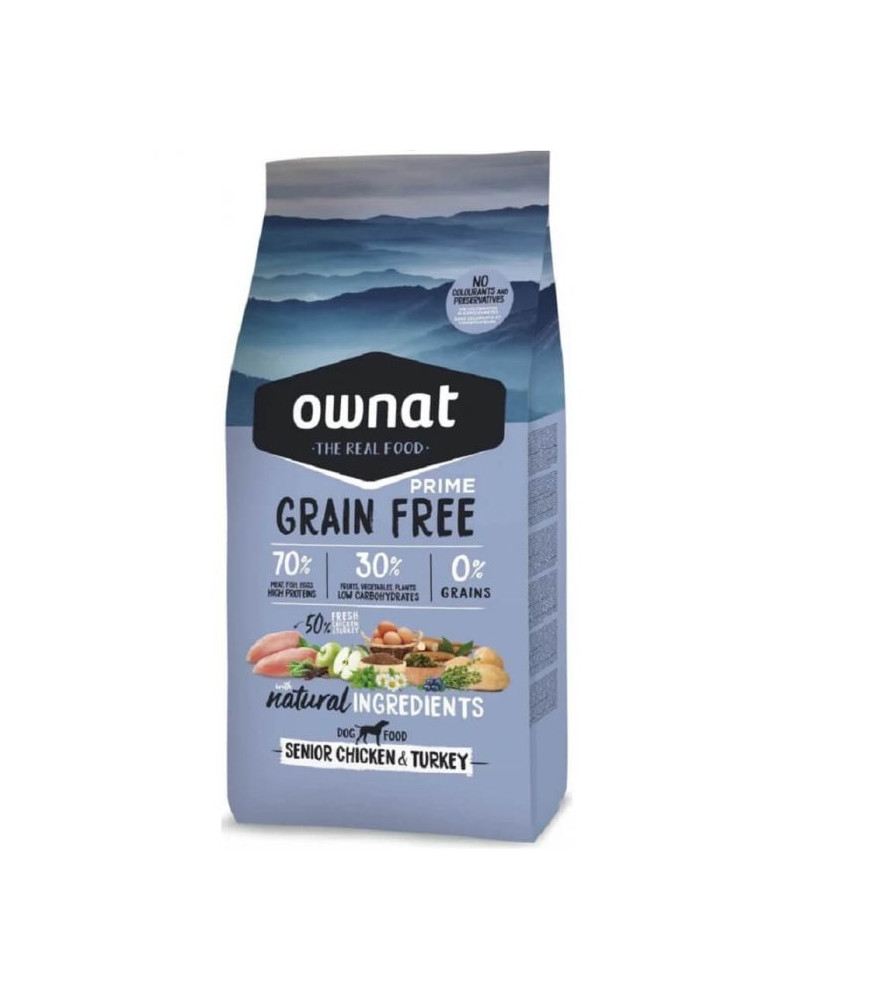 Ownat - Grain Free Prime Senior Poulet Dinde 12 kg