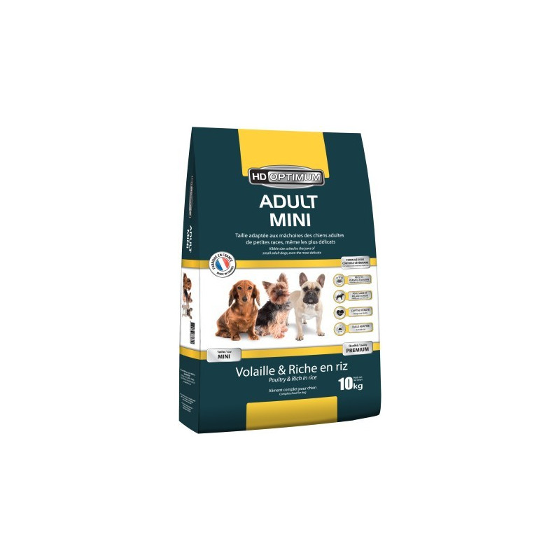 Croquettes chiens HD OPTIMUM ADULT MINI 10 KG