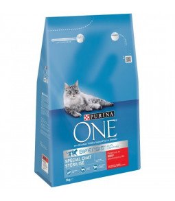 PURINA ONE  BIFENSIS 3 kg Spécial Chat Stérilisé : avec du Bœuf et du Blé