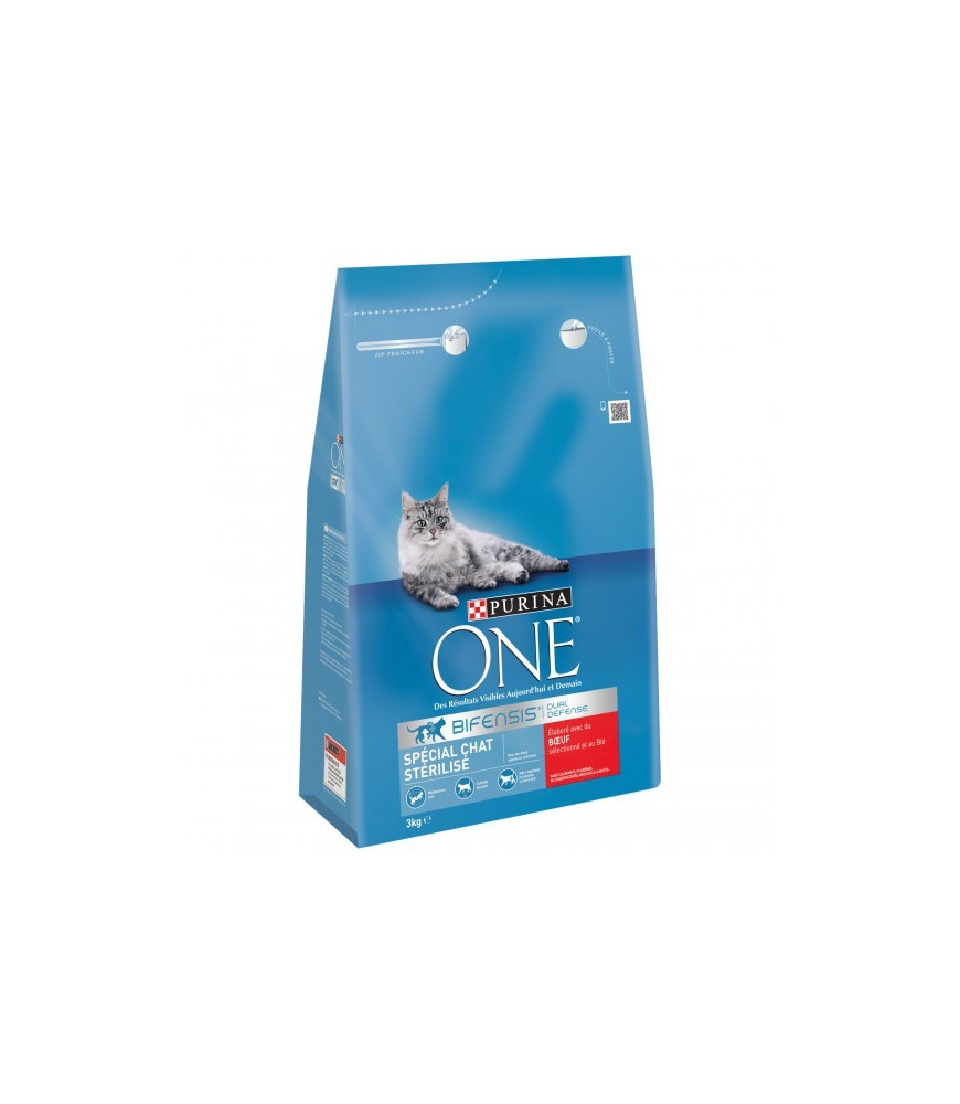 PURINA ONE  BIFENSIS 3 kg Spécial Chat Stérilisé : avec du Bœuf et du Blé