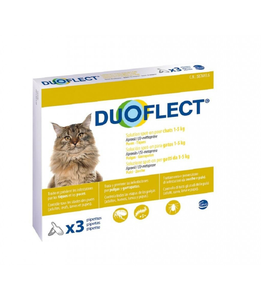 Duoflect CHATS 1-5 kg PIPETTES PUCES/TIQUES