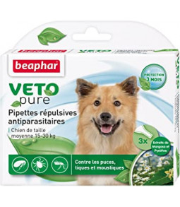 Pipettes PUCES/TIQUES 3x Chiens Vetopure - Beaphar