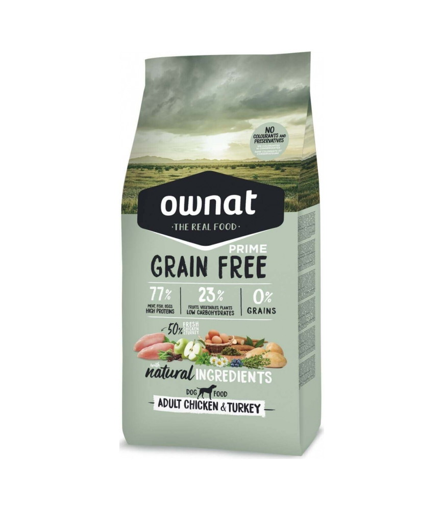 Croquettes chiens OWNAT PRIME ADULT GRAIN FREE