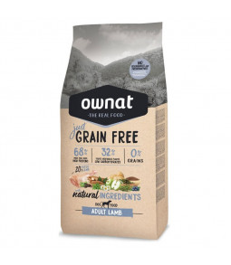 Croquettes chiens ownat just grain free adult Lamb 14 kg